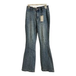 Judy Blue Faded Blue Bootcut Jeans with Vertical Stitch Detail